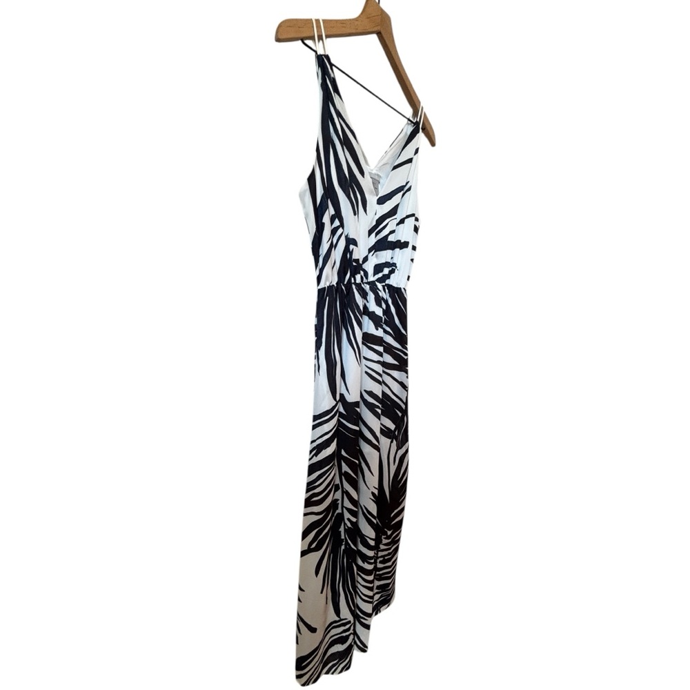 H&M Tropical Leaf Print Maxi Dress Sz 6 Double V Neck Lightweight Resort Wear - Picture 4 of 11